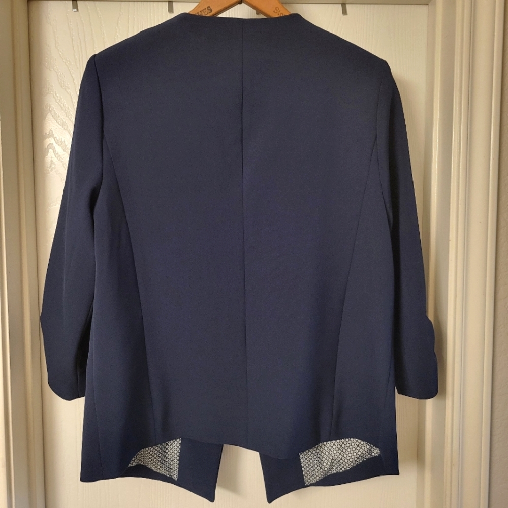 Tart Womens Navy Blue Ruched Sleeve Blazer - Picture 2 of 4